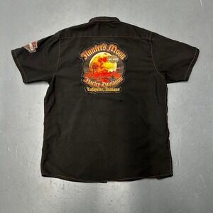 Vintage Y2K men's Harley Davidson embroidered patches black button up Shirt